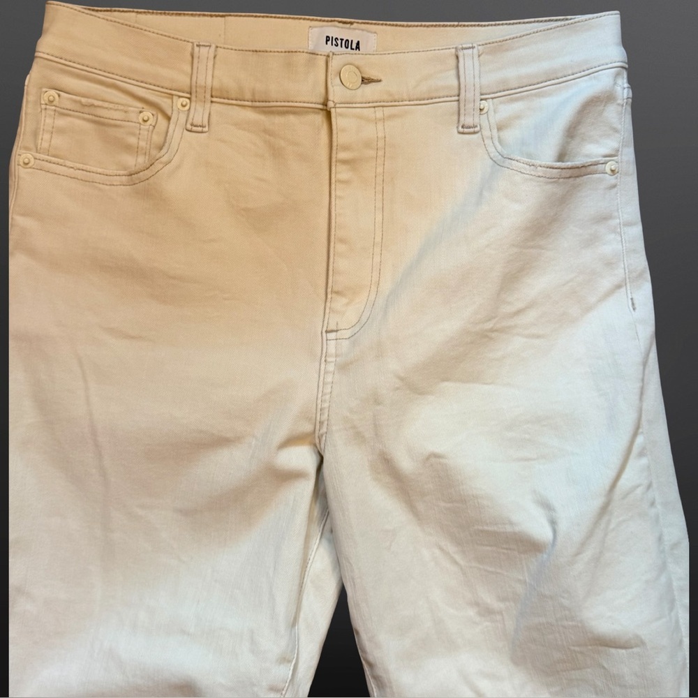 Pistola  (Anthropologie) Lennon High Rise Bootcut Crop Jeans Cream Sandstone 30 - Picture 15 of 16